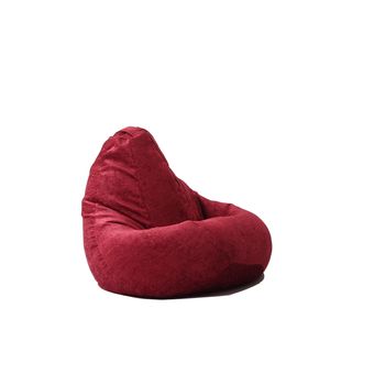 Fotoliu pufrelax tip sac nirvana hobbit textil, sour cherry, husa detasabila, umplut cu perle polistiren
