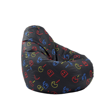 Fotoliu puf tip sac nirvana hobbit, game on, imprimat, pretabil si la exterior,umplut cu perle polistiren