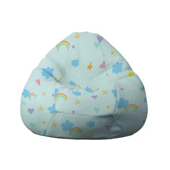 Fotoliu pufrelax mare, nirvana gigant, rainbow wishes, imprimat, pretabil si la exterior, umplut cu perle polistiren