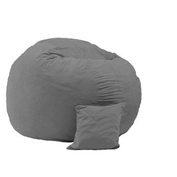 Fotoliu pufrelax king size + perna decorativa - grey umplut cu fulgi de burete memory mix®