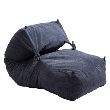 Fotoliu pufrelax yoga minnie - dusty blue (gama plush honey ) umplut cu fulgi de burete memory mix®