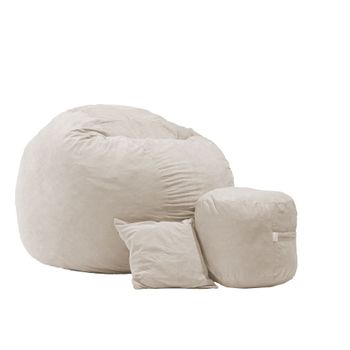 Fotoliu pufrelax king size + otoman + perna decorativa - rainy day umplut cu fulgi de burete memory mix®