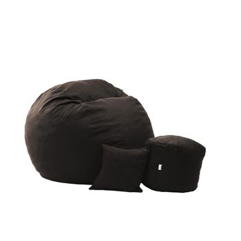 Set fotoliu puf matusalem, otoman si perna decorativa dark chocolate ( textil), umplut cu fulgi de burete memory mix