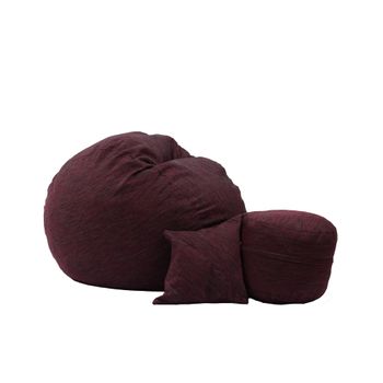 Set fotoliu puf matusalem + otoman + perna decorativa - black wine ( rustic) umplut cu fulgi de burete memory mix