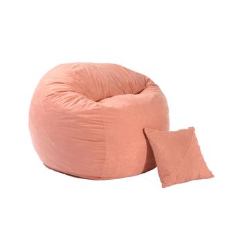 Fotoliu pufrelax king size si perna decorativa salmon ( textil) umplut cu fulgi de burete memory mix