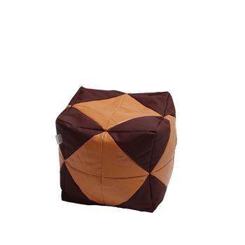 Fotoliu taburet cub - wine and toffee (piele eco) umplut cu perle polistiren
