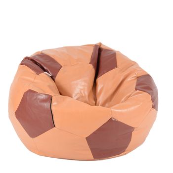 Fotoliu (mediu) minge telstar xl - caramel & chocolate (piele eco) cu perle polistiren