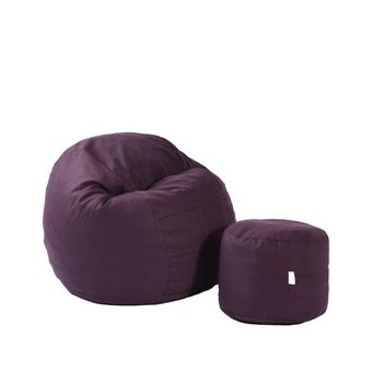 Set fotoliu puf matusalem si otoman fancy purple ( textil) umplut cu fulgi de burete memory mix