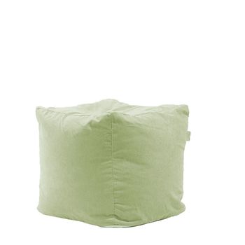 Fotoliu pufrelax taburet cub , - light olive cu husa detasabila textila, umplut cu perle polistiren