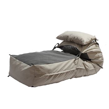 Fotoliu pufrelax yoga xl + perna - cream & light grey umplut cu fulgi de burete memory mix®