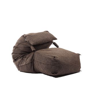 Fotoliu yoga xl cu perna, mocha latte ( rustic) umplut cu fulgi de burete memory mix
