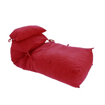 Fotoliu pufrelax yoga xl + perna - teteron red & black velevet (pretabil si la exterior) cu fulgi de burete memory mix