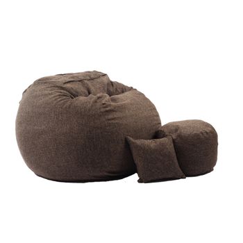 Fotoliu king size xl,otoman cu perna decorativa, mocha latte ( textil) umplut cu fulgi de burete memory mix