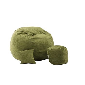 Fotoliu king size,otoman cu perna decorativa, chelford green ( textil) umplut cu fulgi de burete memory mix
