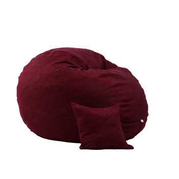 Fotoliu pufrelax king size si perna decorativa red wine ( rustic) umplut cu fulgi de burete memory mix