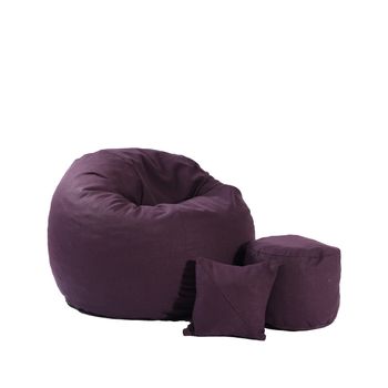 Fotoliu pufrelax king size, otoman si perna decorativa fancy purple ( textil) umplut cu fulgi de burete memory mix