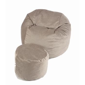 Set fotoliu puf matusalem + otoman - old oak (gama plush honey) umplut cu fulgi de burete memory mix®