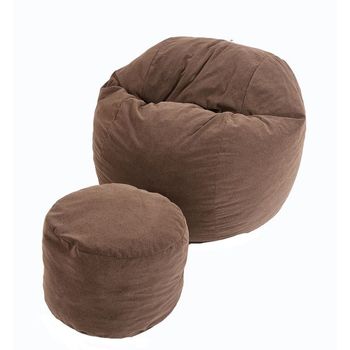 Set fotoliu puf pentru copii (5-16 ani) matusalem + otoman - brown muffin cu fulgi de burete memory mix