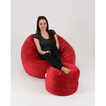 Set fotoliu puf matusalem + otoman - red diamond (gama plush honey) umplut cu fulgi de burete memory mix®