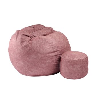 Set fotoliu pufrelax mare, king size cu otoman, red river, textil, umplut cu fulgi de burete memory mix