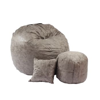Set fotoliu pufrelaxm-mare, matusalem otoman si perna decorativa, discover gray, textil, cu fulgi de burete memory mix