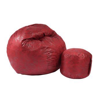 Set fotoliu pufrelax mediu-mare, matusalem cu otoman, cranberry, textil, umplut cu fulgi de burete memory mix