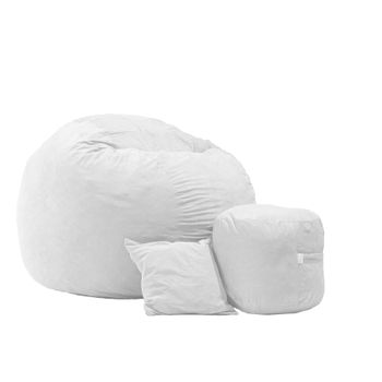 Fotoliu pufrelax king size + otoman + perna decorativa - angora grey umplut cu fulgi de burete memory mix