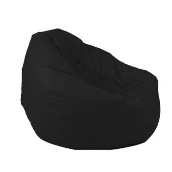 Fotoliu pufrelax tip sac nirvana gigant - black (piele eco) umplut cu perle polistiren