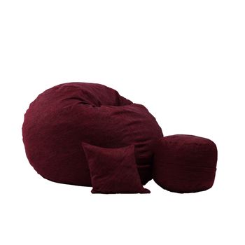 Fotoliu pufrelax king size, otoman si perna decorativa red wine ( rustic) umplut cu fulgi de burete memory mix