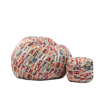 Set fotoliu pufrelax king size + otoman - scrabble ( rustic high) umplut cu fulgi de burete memory mix
