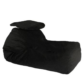 Fotoliu pufrelax yoga xl + perna - black velvet (gama plush honey) umplut cu fulgi de burete memory mix®