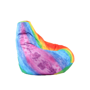 Fotoliu beanbag pentru copii,nirvana light, rainbow watercolour, imprimat, husa detasabila, cu perle polistiren
