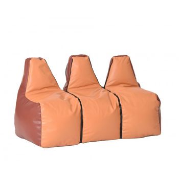 Fotoliu pentru copii (2-8 ani) tip canapea s3 - caramel & chocolate (piele eco) cu perle de polisitren (beanbag )