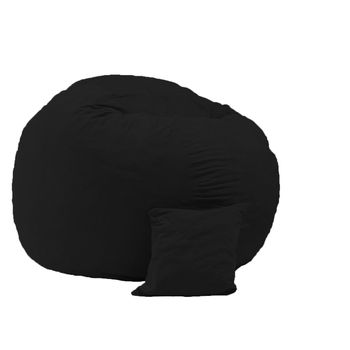 Fotoliu pufrelax king size + perna decorativa - eerie black umplut cu fulgi de burete memory mix
