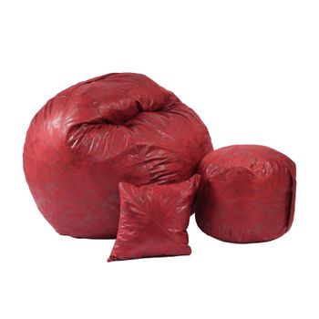 Set fotoliu pufrelaxm-mare, matusalem cu otoman si perna decorativa, cranberry, textil, cu fulgi de burete memory mix