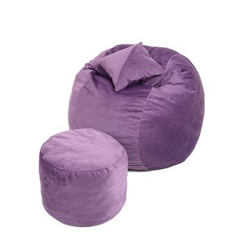 Set fotoliu puf pentru copii (5-16 ani) matusalem + otoman + perna decorativa - amethyst cu fulgi de burete memory mix