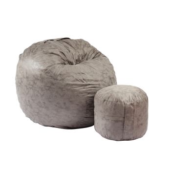 Set fotoliu pufrelax mediu-mare, matusalem cu otoman, discover gray, textil, umplut cu fulgi de burete memory mix