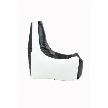 Fotoliu (mediu) sunlounger evo xl - black & white ( pu) umplut cu perle polistiren (fotoliu para marca pufrelax)