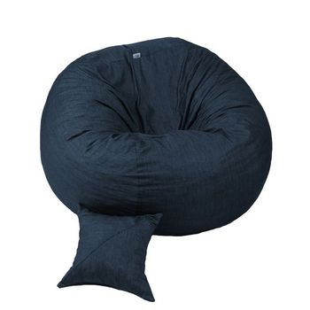 Set fotoliu puf pentru copii (5-16 ani) matusalem + perna decorativa - denim umplut cu fulgi de burete memory mix®