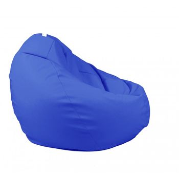 Fotoliu pufrelax tip sac nirvana gigant piele ecologica, blue, umplut cu perle polistiren