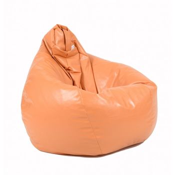 Fotoliu pufrelax tip sac nirvana hobbit piele ecologica, caramel,umplut cu perle polistiren