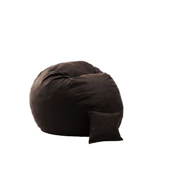 Set fotoliu puf matusalem si perna decorativa dark chocolate ( textil) umplut cu fulgi de burete memory mix
