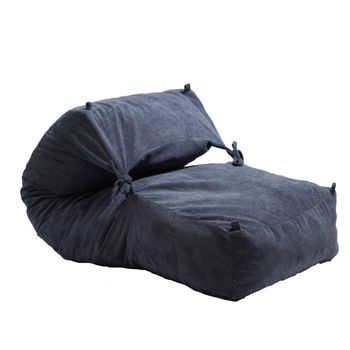 Fotoliu pufrelax yoga xl - dusty blue (gama plush honey) umplut cu fulgi de burete memory mix®