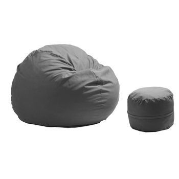 Fotoliu pufrelax king size + otoman - grey umplut cu fulgi de burete memory mix®