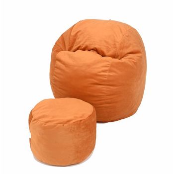 Set fotoliu puf pentru copii (5-16 ani) matusalem + otoman - orange cu fulgi de burete memory mix