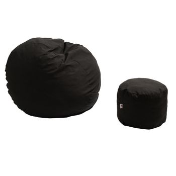 Fotoliu pufrelax king size + otoman - eerie black umplut cu fulgi de burete memory mix