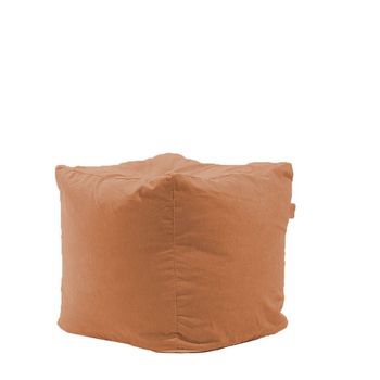 Fotoliu pufrelax taburet cub , - terracotta orange cu husa detasabila textila, umplut cu perle polistiren