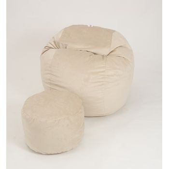 Fotoliu king size xl cu otoman, beige gama plush honey umplut cu fulgi de burete memory mix