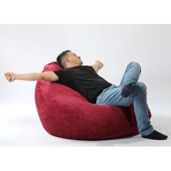 Fotoliu pufrelax tip sac nirvana gigant textil, red wine,umplut cu perle polistiren
