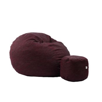 Fotoliu pufrelax set king size + otoman - black wine ( rustic) umplut cu fulgi de burete memory mix